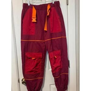 Urban Outfitters Orange and Maroon Parachute Cargo Pants Size Large
